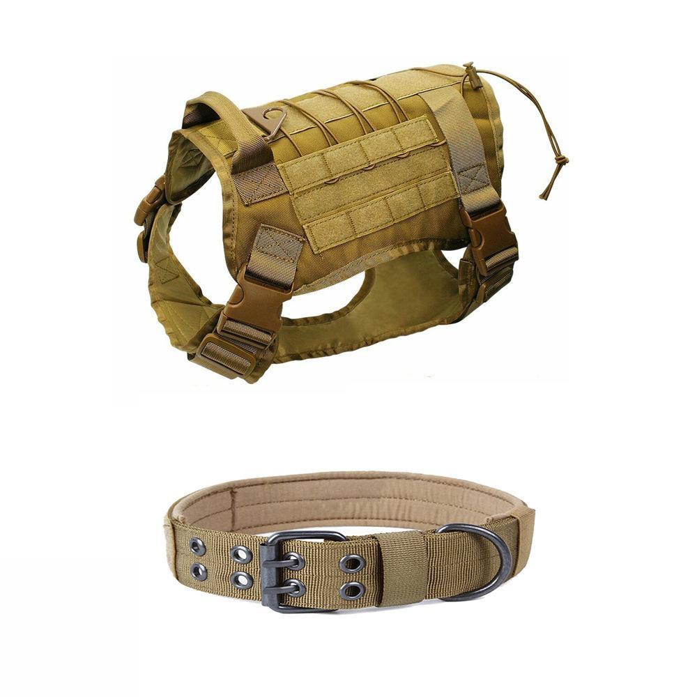 

Міцний тактичний собачий жилет із нейлону 1000D і регульований нашийник - водовідштовхувальний і зносостійкий L хакі