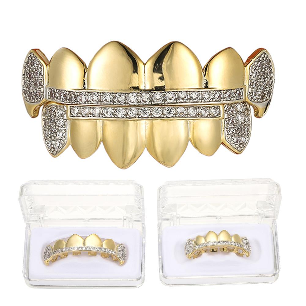 Hiphop Grillz Mode Leuchtende Körper Jewelry Mann Trendig Gold / Silber Kupfer Mit Zirkonia Punk Zahn Grillz