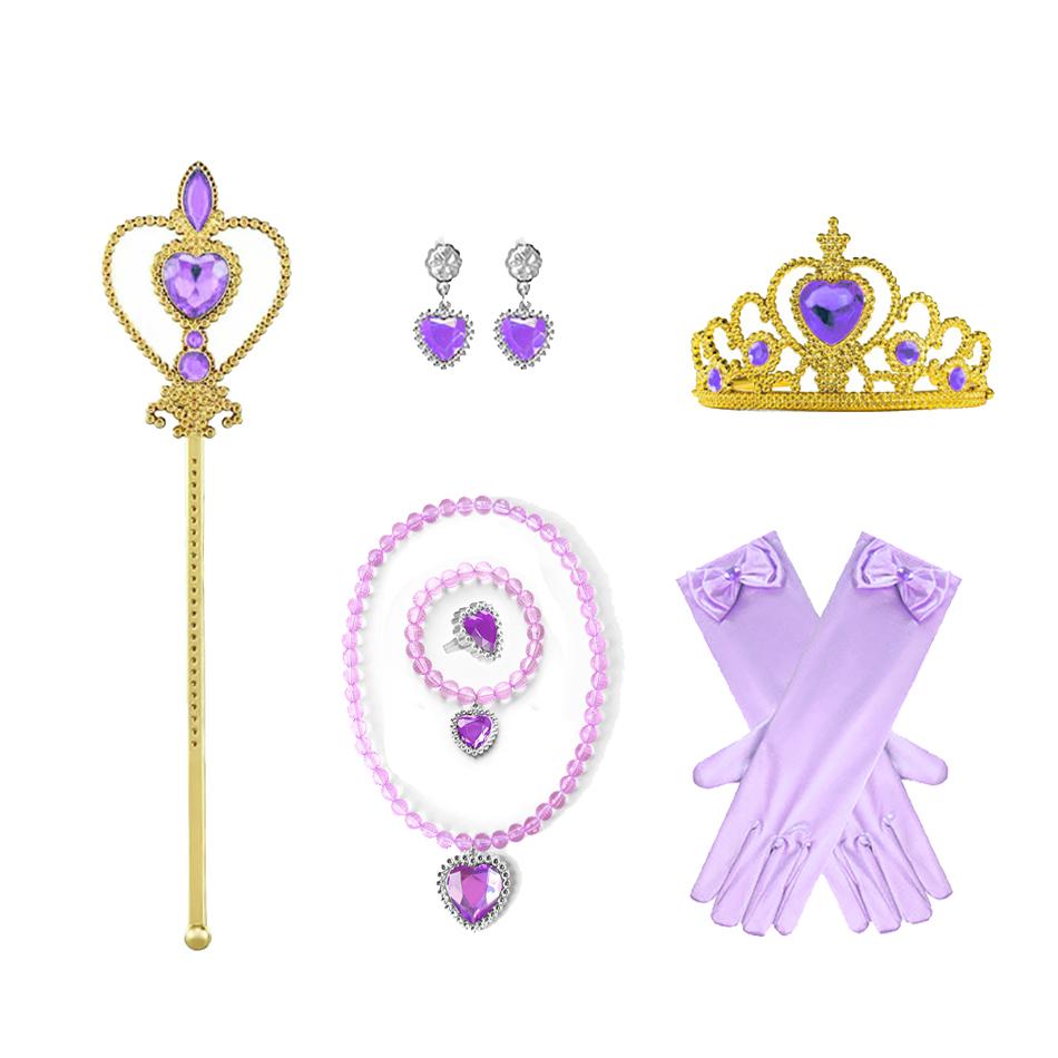 Mädchen Prinzessin Rapunzel Cosplay Kopfschmuck Kinder Lila Karneval Cos Blumen Stirnband Lange Geflochtene Florale Perücke Geburtstagsgeschenk