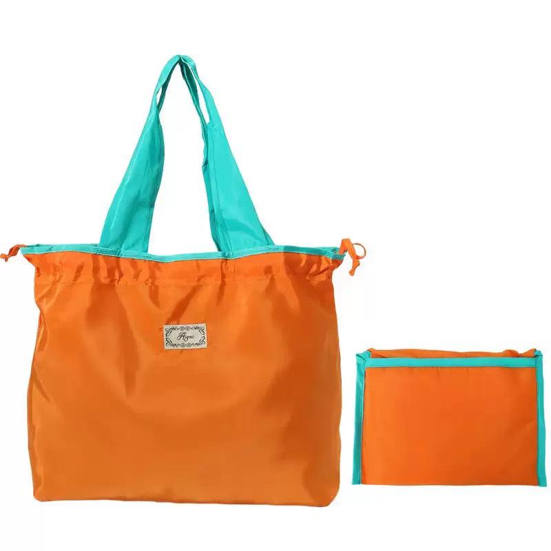Large Eco-Friendly Foldable Tote Bag - Fashionable, Portable, Drawstring Shoulder Bag with Large Capacity for Grocery Shopping.