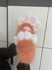 Leopard Print Plush Animal Paw Gloves Synthetic Fur Style Fursuit Hand Paws Cosplay Costume for Halloween Party