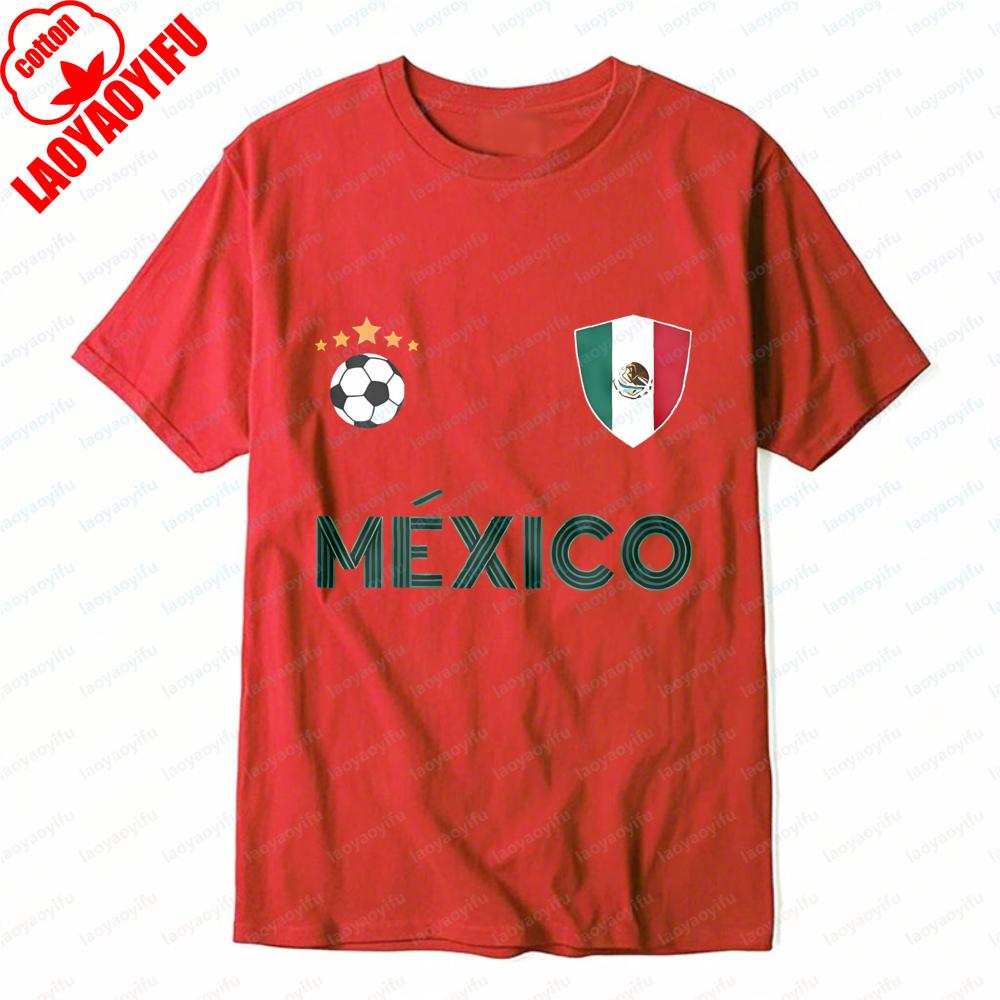 Mexico Football TShirt MÉXICO Print Mexican Fan Tops Sports Casual Attire Leisure Activewear Retro Trend Simple Mens Clothing
