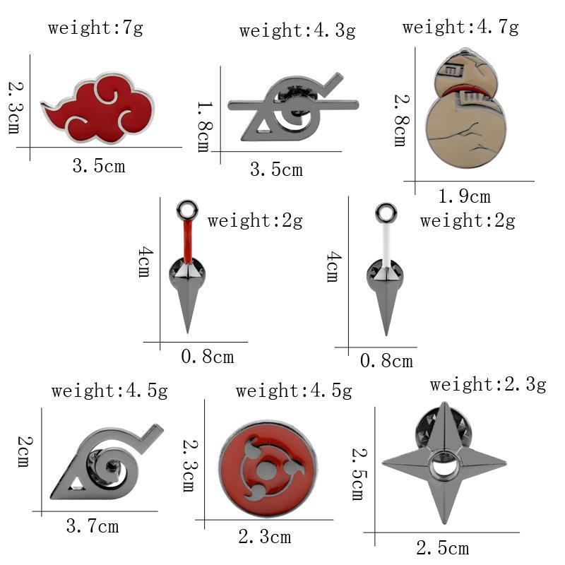 Naruto Brosje Kunai Sharingan Konoha Alloy Badge Pin 8 Series