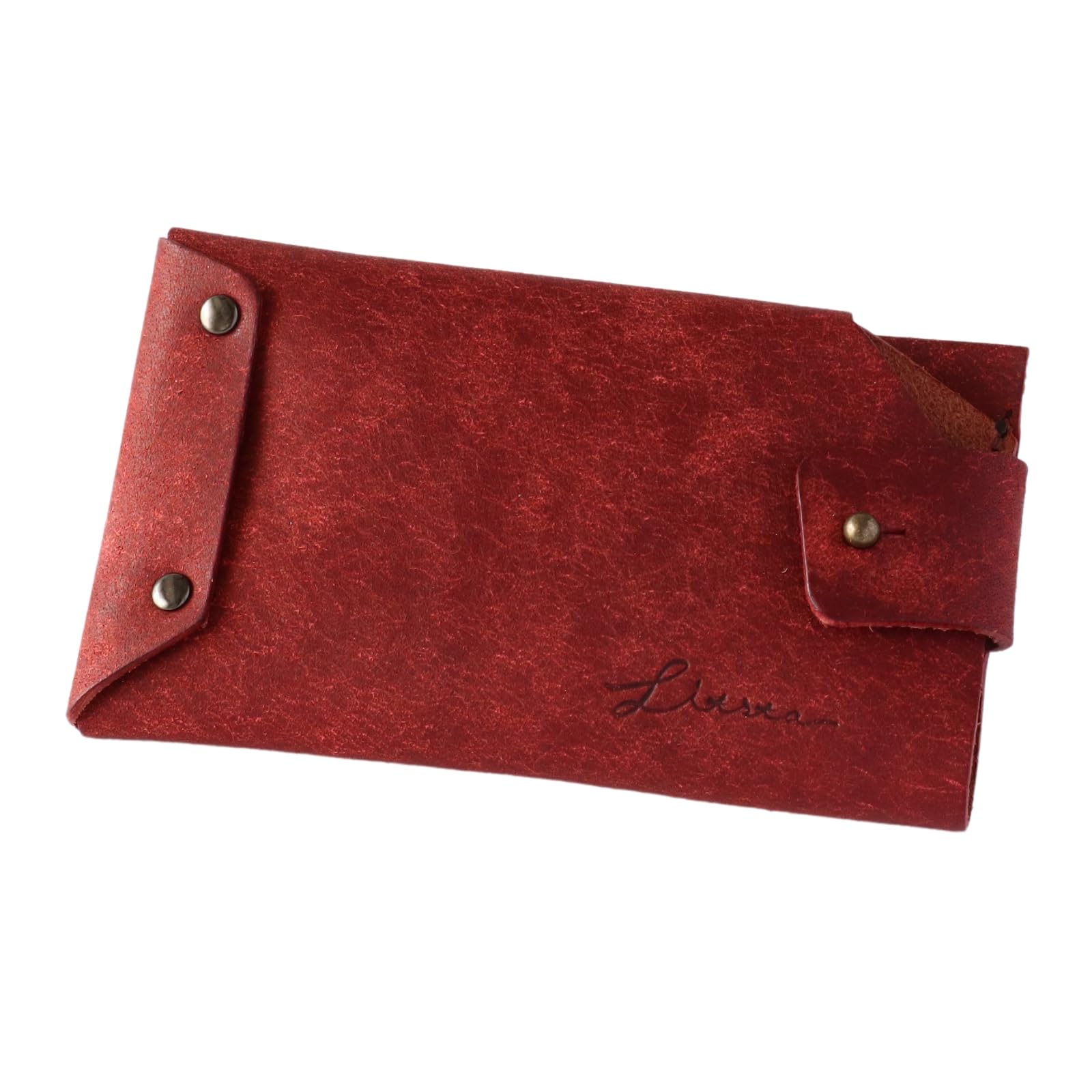 

[LITSTA] Wrap Card Case, No Flap, Business Card Holder, Italian Leather (Pueblo), Brick Red