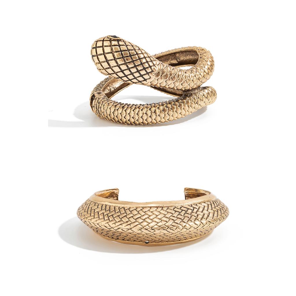 SHIXIN Punk Geometrisch Schlangenhaft Weit Öffnend Armreif Armband Damen Übertrieben Stapelbar Schlangenmanschette Federarmband Party Schmuck