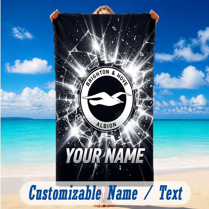 Beach Towel Custom Name Text, Quick Dry Large Towel For Beach HomeBrighton & Hove Albion Football