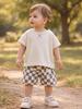 Koreanisches Sommer Baby Karo Shorts Set: Unisex Zweiteiler mit kurzen Ärmeln
