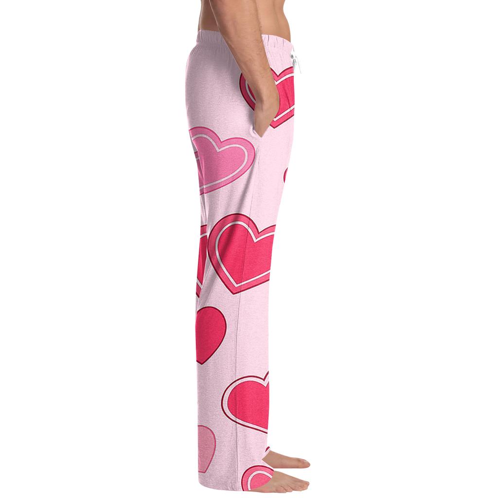 Men's Valentine's Day Printed Drawstring Long Pants Casual Pajamas