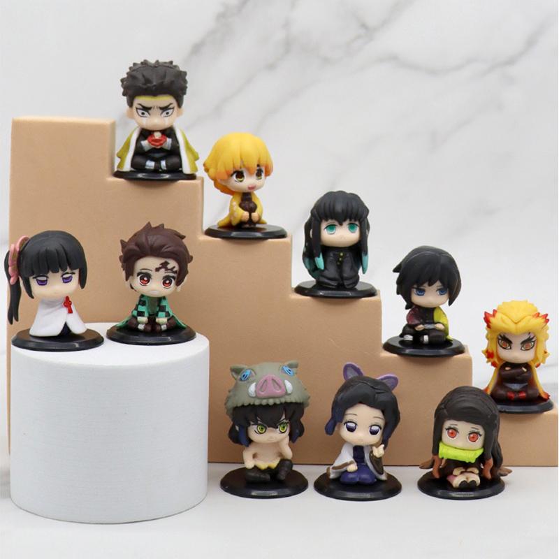 Figurka Zabójca Demonów Zabawka Anime Kimetsu no Yaiba Wersja Q Siedzący Tanjiro Nidouzi Inosuke Zenizu Figurka PVD Model Lalka Prezenty