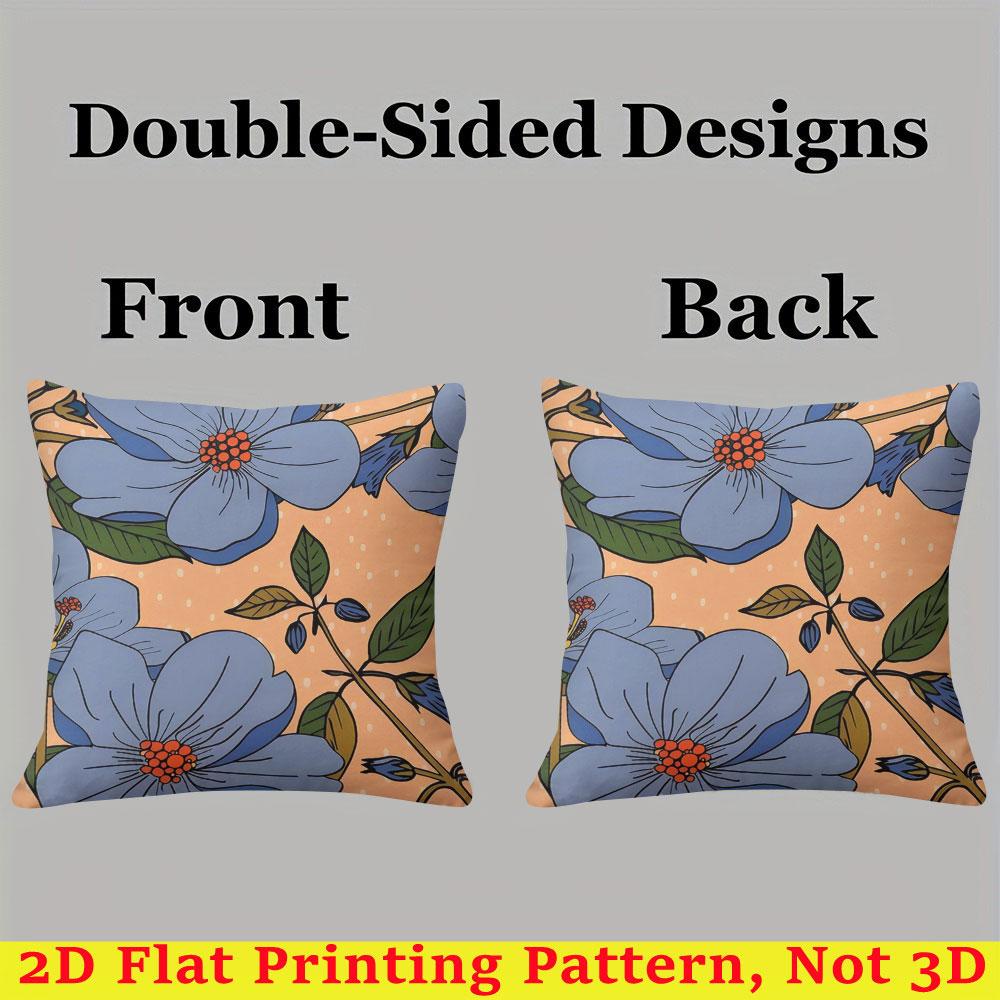Blue Flower Polka Dot Pattern Square Jacquard Pillow Cover for Sofa Office Waist Cushion Cover Home Decorative Pillowcase