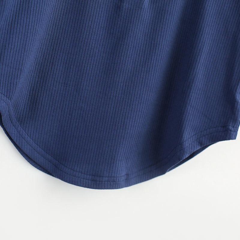 Super design Tlačítko Tričko s krátkým rukávem Šití Slim Fit Niche Asymetrické krátké