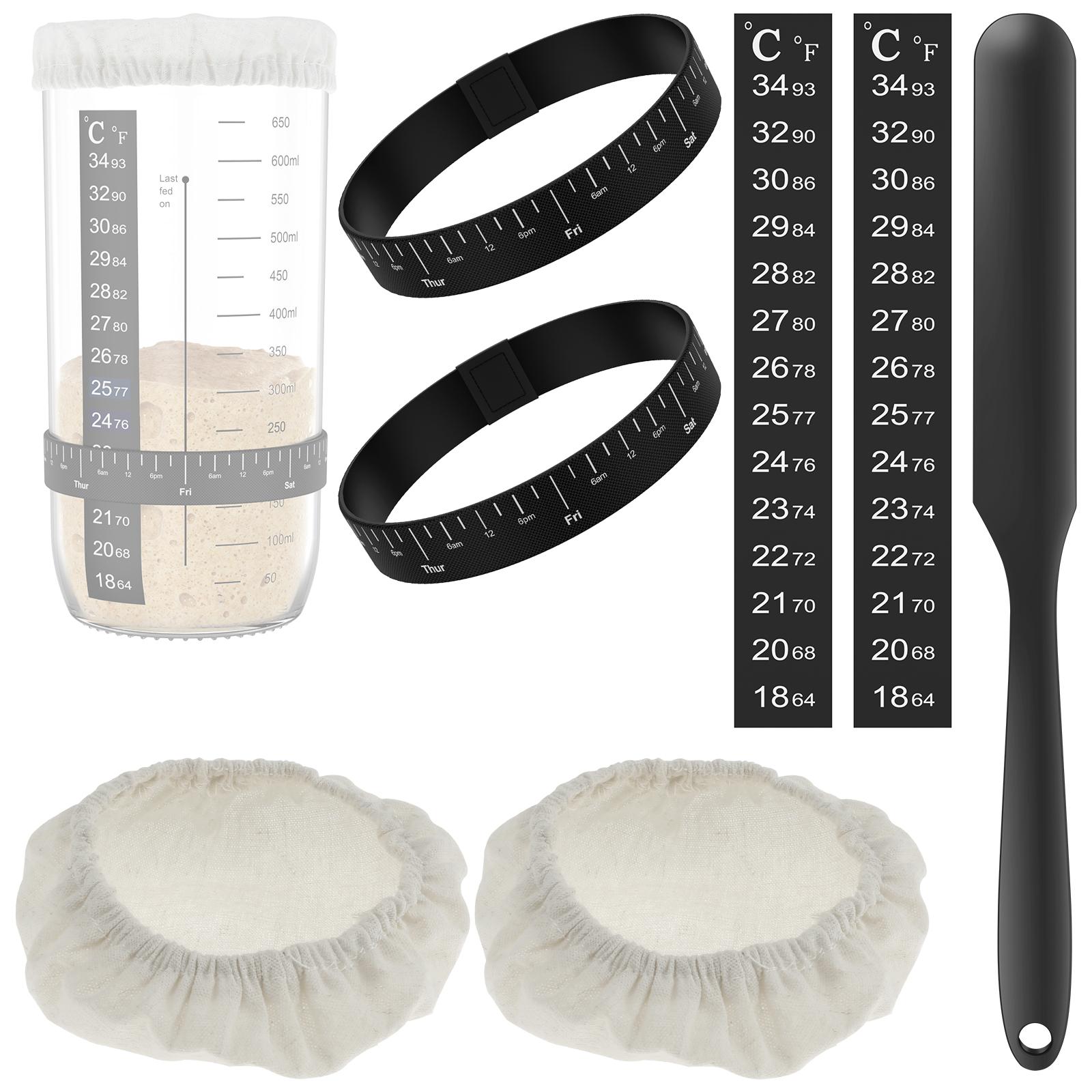 

Набор для закваски на закваске, 7 шт., с тканевыми крышками, маркировкой температуры и даты, кормовыми резинками и скребком для банок 3-4 дюйма, принадлежности для выпечки