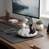 Creative Girl And Cat Statue 3D Printed Lotus Cat Sculpture Collection Desktop Ornaments  Home