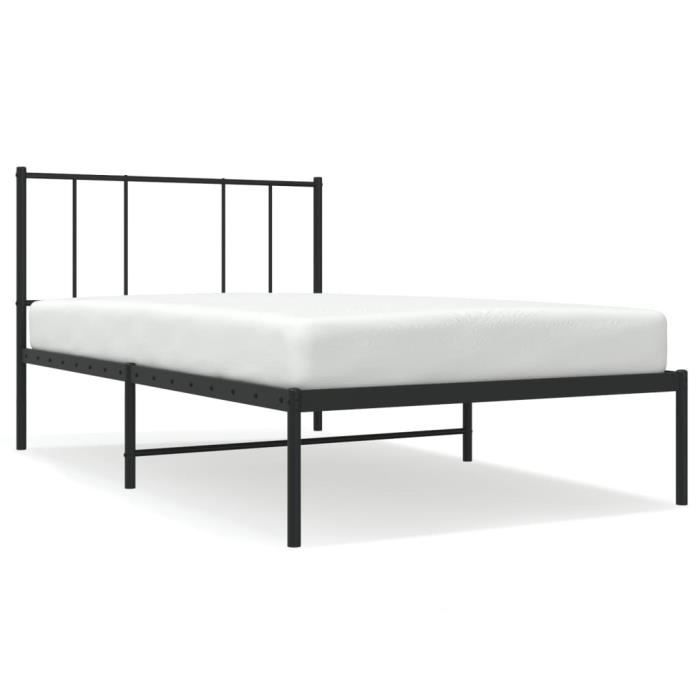 VidaXL Cadre de lit métal avec tête de lit noir 90x190 cm 352472