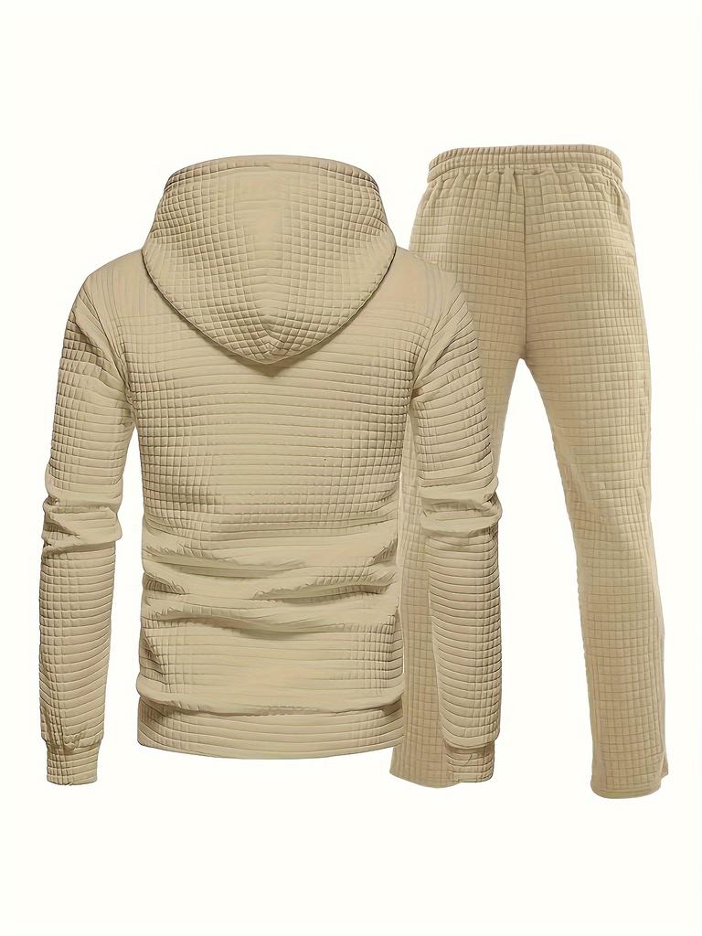 Men's Outfit Set Solid Long Sleeve Hoodie and Drawstring Sweatpants 2-piece Set for Spring Summer Outdoor Jogging Gym Workout