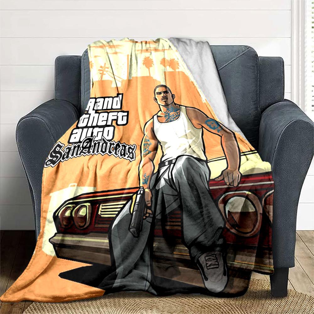 Gta Blanket Warmthful Decor Perfect for Sofa Bed Office for All Seasons Digital Print Suitable for Gifting Relatives and Friends