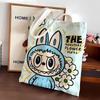 Labubu Cartoon Canvas Shoulder Tote - Large Capacity for Students and Commuters