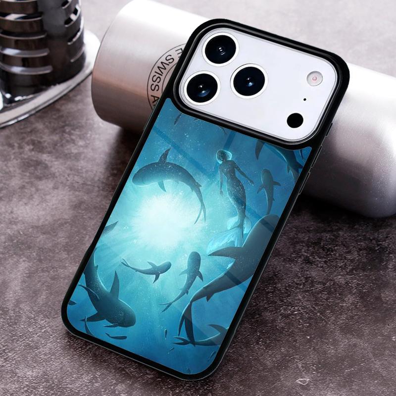 Ocean Monster Shark Swimming Phone Case for iPhone 17 16 15 Pro Max Air 14 13 12 11 Plus Shockproof Capa Cover