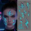 2pcs Glow In The Dark Kpop Gothic Women Face Temporary Tattoos -Cool Blue Purple Lightning & Vein Body Art Waterproof Tattoos