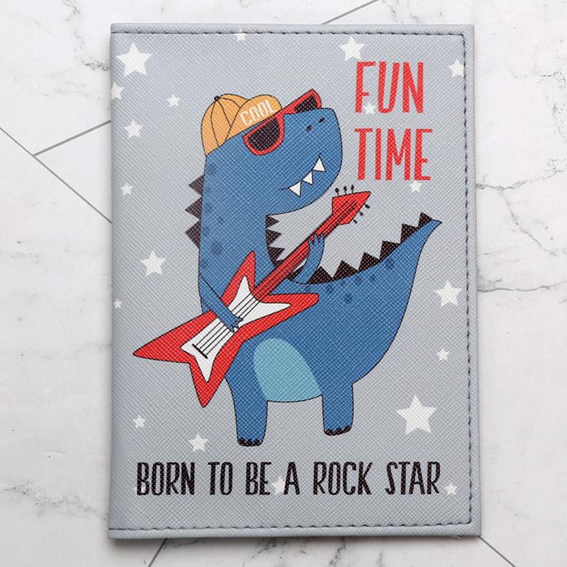 Cartoon Dinosaur Crocodile Passport Holder Faux Leather – Travel Organizer and Card Sleeve