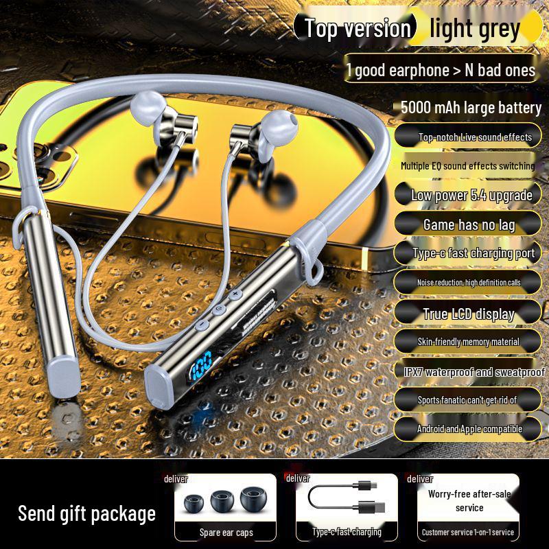 2025 Neckband Bluetooth Earbuds: Long Battery, Noise-Cancelling, Waterproof, Bass-Boosted for Running & E-sports