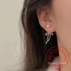Korean 925 Sterling Silver Bow Pearl Stud Earrings for Women Piercing Jewelry Simple Women's Earring Wedding Party Pendient