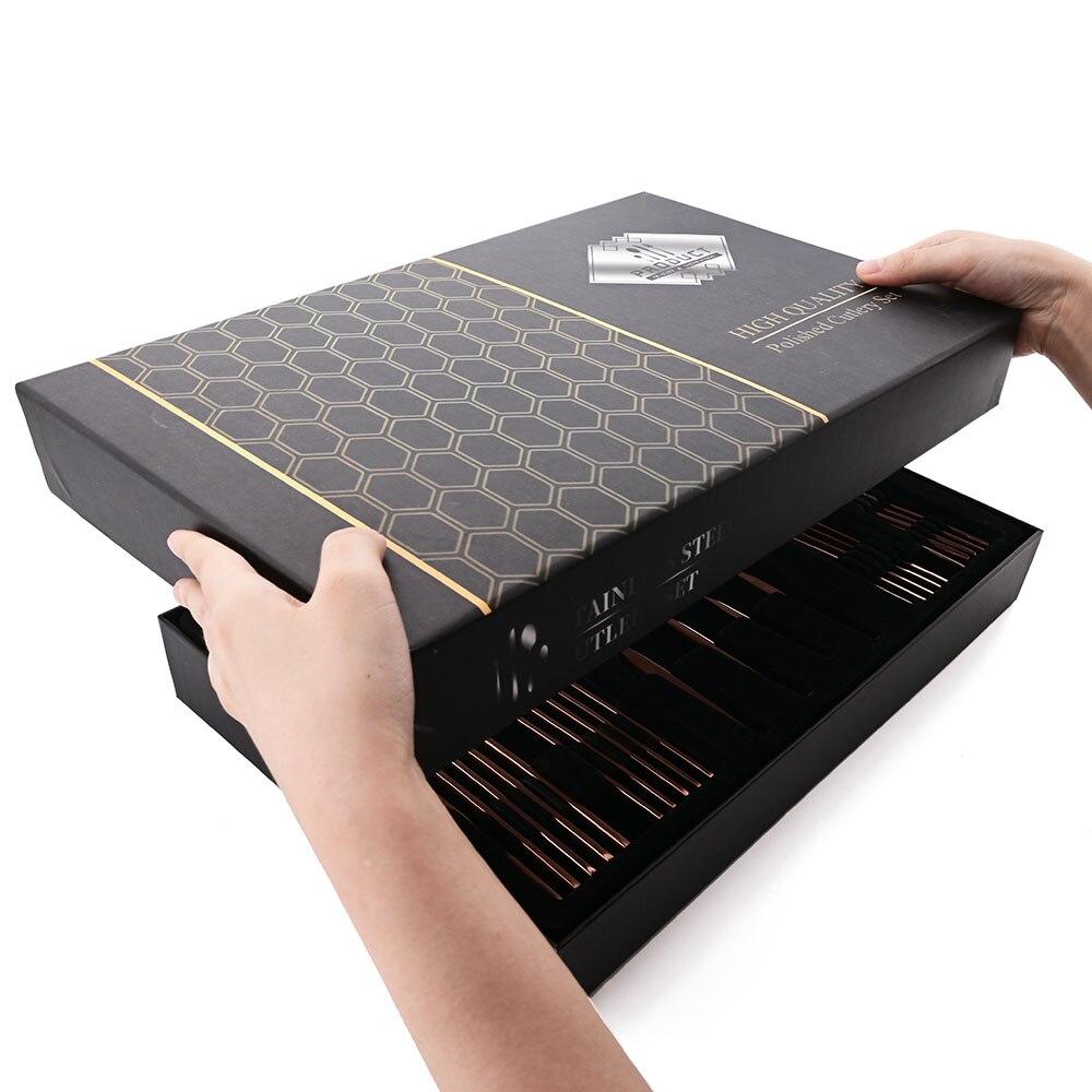 24Pcs Dinnerware Set With Gift Box Knife Fork Spoon Dinner Dinnerware Flatware Set Stainless Steel Tableware Silverware Eating Kitchen