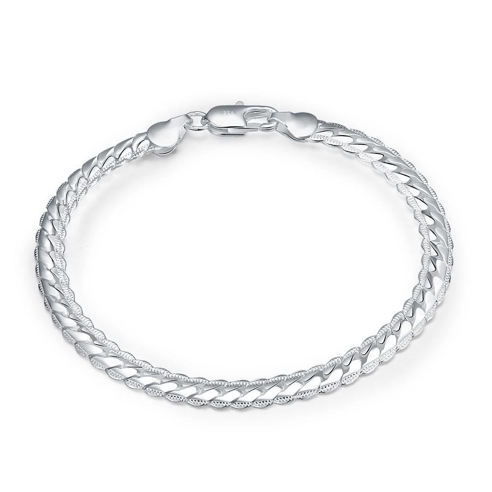 Brand New High Quality 925 Sterling Silver 5mm Women Men Chain Men Cuban Bracelet Fashion Silver Jewelry