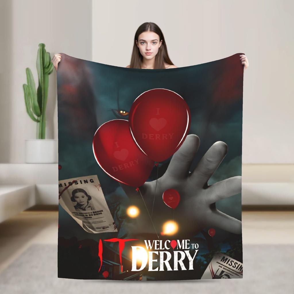 IT Welcome To The Derry 2025 Flannel Blankets Soft Throw Blanket for Bedroom Travel Office Novelty Bedspread Sofa Bed Cover