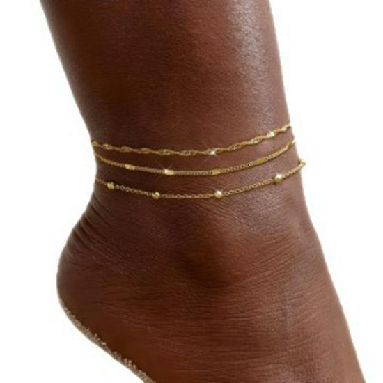 Stylish Multi-Layer Metal Chain Anklet for Women – Trendy Beach Vacation Foot Jewelry