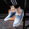 Denim Herren Canvas Schuhe Slip-On Sneaker Herren Flats Atmungsaktive Loafer für Herren Sommer Turnschuhe Hellschwarze Schuhe Schuhwerk