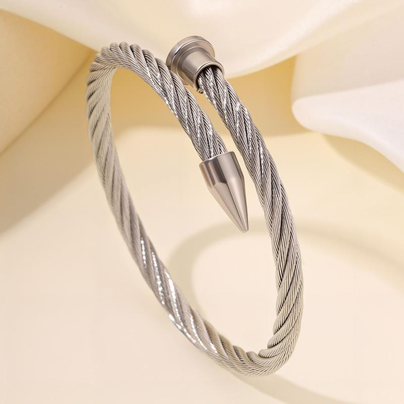 Cable Wire Nails Girls High-end European and American Fashion All-match Bracelets One Size(16-22CM)