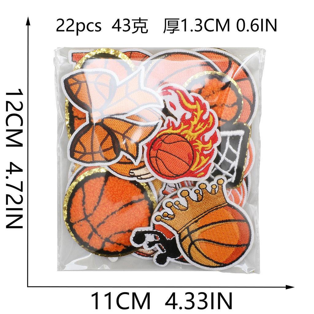 Cartoon Basketball Stickerei Stoff Aufkleber Kinderkleidung Dekorative Flicken Aufkleber Sportball Computer Stickerei Etikett Basketball Stempel Junge