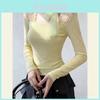 Tshirt With Pearl Bow Tie Neck Mesh Splicing For Spring Feminine Style