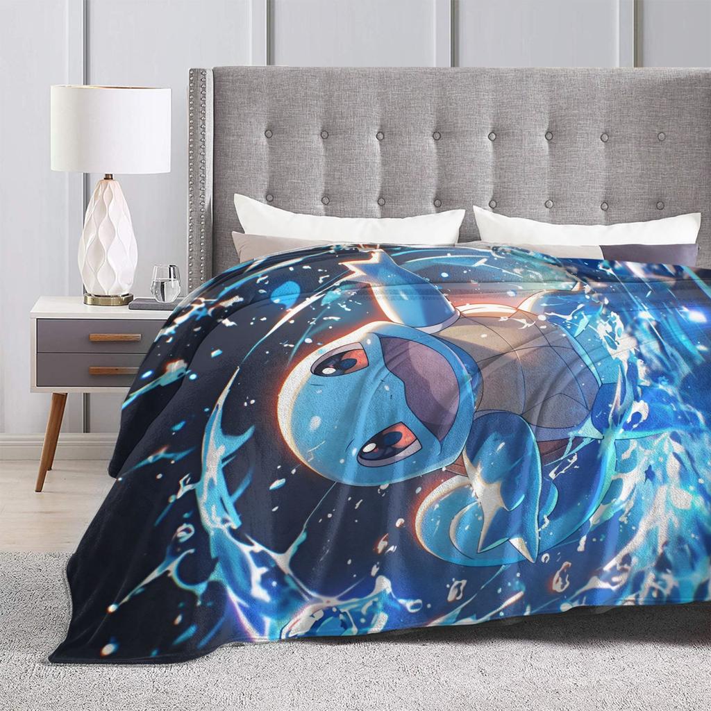 Cute Cartoon Squirtle Blankets Poke-Mon Flannel Awesome Warm Throw Blankets for Home Restaurant Spring Autumn