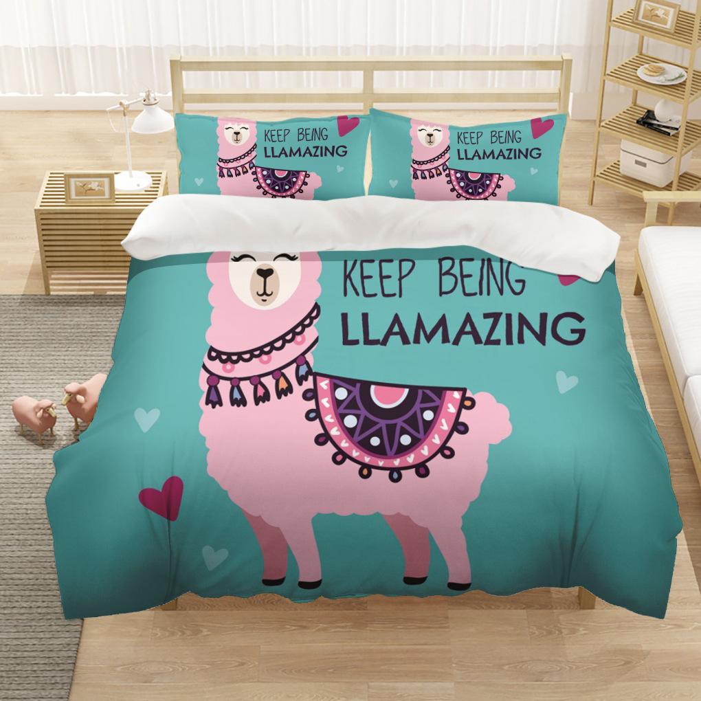 Alpaca Duvet Cover King/Queen Size Alpacas In Love Pattern Bedding Set Black White Argentina Animal 2/3pcs Polyester Quilt Cover