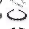 Hair Band Black Fashionable Exquisite Simple Metal Headband for Running Sports Make Up 6 Pcs