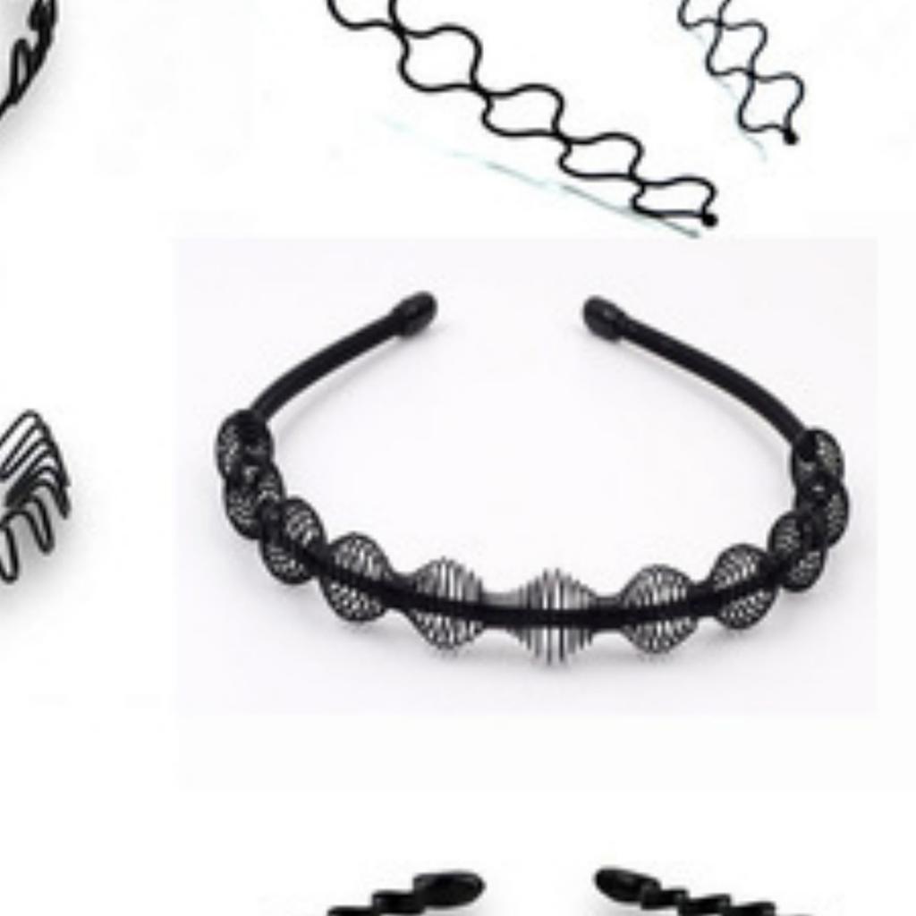 Hair Band Black Fashionable Exquisite Simple Metal Headband for Running Sports Make Up 6 Pcs
