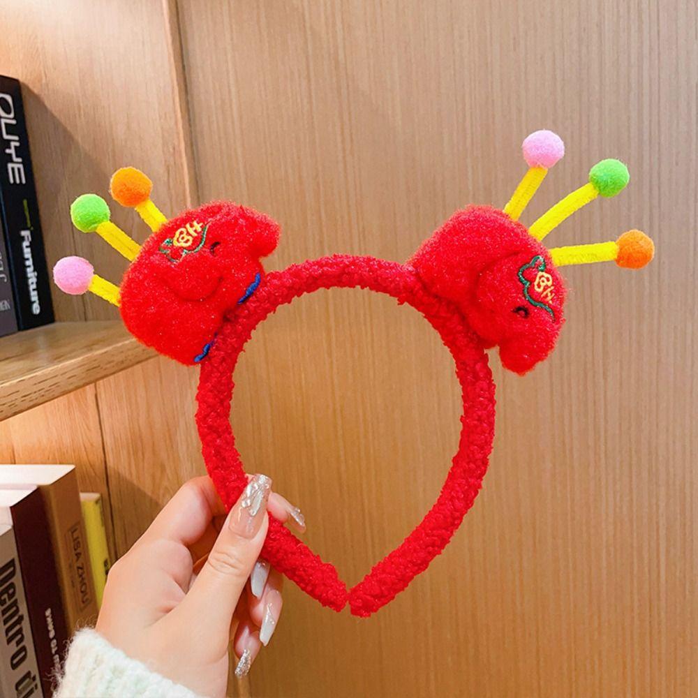 Red Hairband 2024 Happy New Year Headband Lion Dance New Year Headdress  New Year Gift