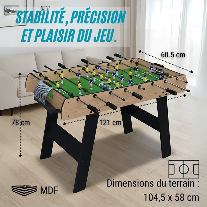 Devessport Baby-Foot Enfant New Stadium 4ft (121cm), Table de Foot Stable en MDF, Barres Aluminium, Joueurs ABS