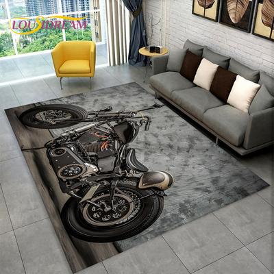 Duży dywanik 3D Retro Vintage Motorcycle, dywanik do salonu, sypialni, sofy, wycieraczka, dekoracja, antypoślizgowa mata podłogowa do zabawy dla dzieci