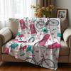Teddy Bear Heart Bow Soft Flannel Blanket Breathable Warm Throw for Office Car Sofa Kids Room Birthday Xmas Gift