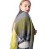 Autumn and Winter New Yellow Grey Cashmere Big Grid Square Scarf Women Double Faced Shawl