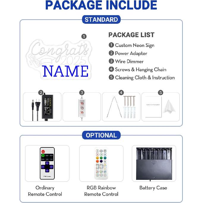 Custom Congrats Name Neon Signs for Class of 2025 Graduation, Personalized Congrats LED Neon Lights with Graduation Cap for Graduation Party Decor,