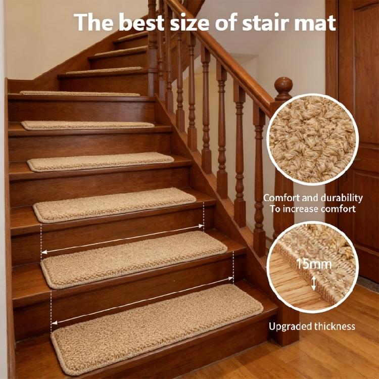 Pack of 4 Pineapple Texture Stair Mats for Slip Resistance and Low Maintenance in Modern Homes