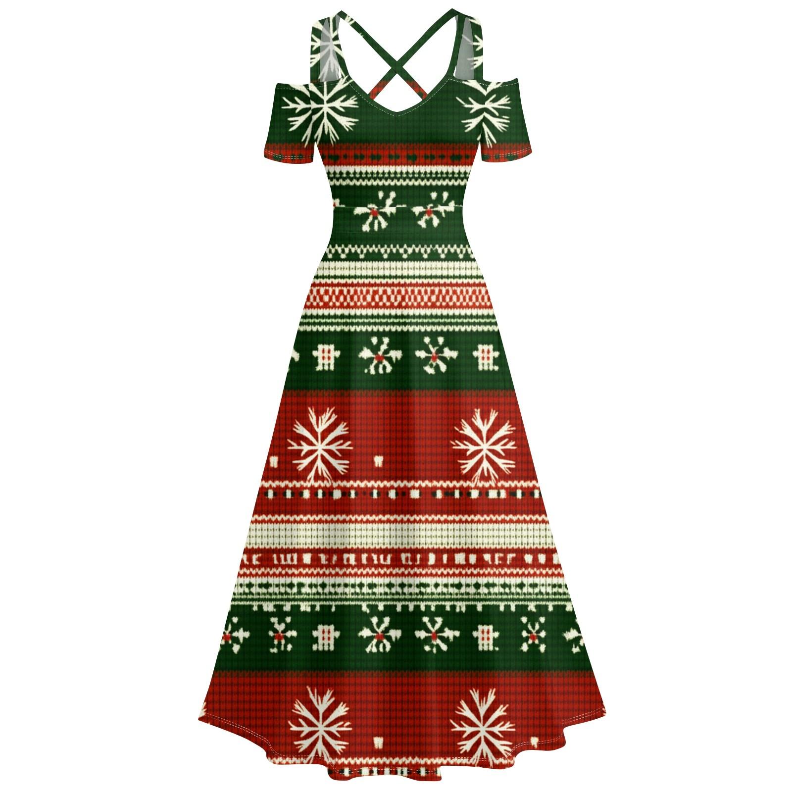 

Ladies Casual And Fashionable Print Sexy Suspender Retro Dress Big Swing Dress XL