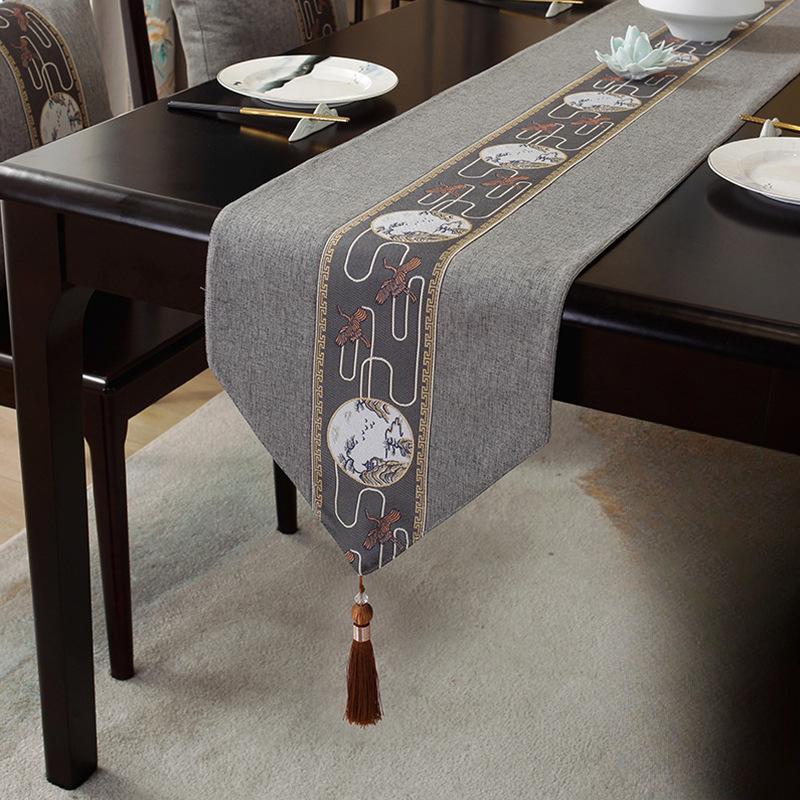 Waterproof New Chinese Style Table Flag Tea Ceremony Zen Tea Mat Tea Table Fabric Long Strip Tablecloth Chinese Style Tablecloth