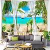 Beach Decor Tapestry Ocean Sea Tropical Island Palm Tree Scenic View From Balcony Summer Tropical Scenery Wall Hanging Tapestry