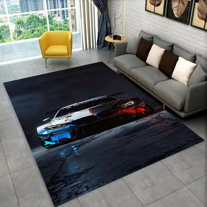 3D Racing Car Motorcycle Bedroom Rug Carpet for Living Room  Kids Play for Sofa Doormat Decor Gift  Non-slip Mat Decoration