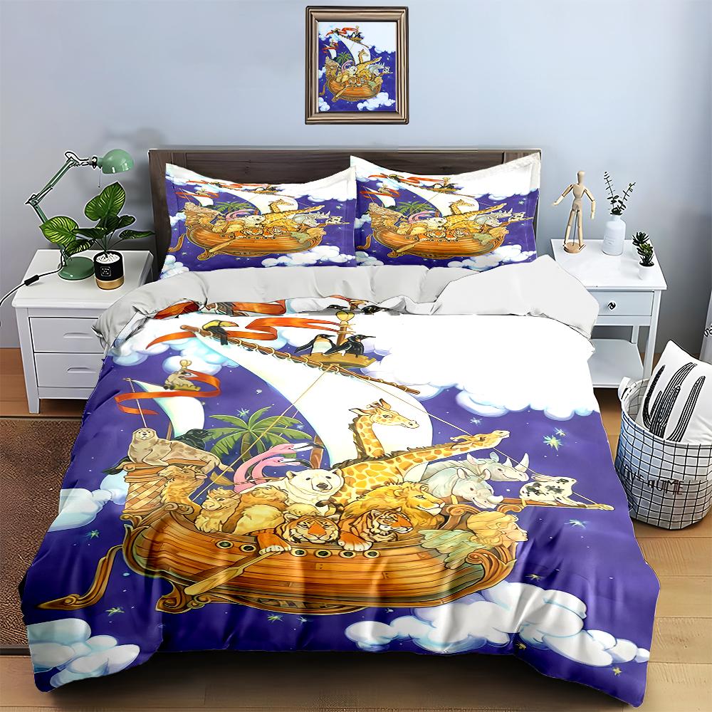 Animals, Ship, Clouds Bedding Duvet Cover Sets Duvet Covers Pillowcases Gifts (1 * Duvet Cover 2 * Pillowcases, Without Duvet Insert)